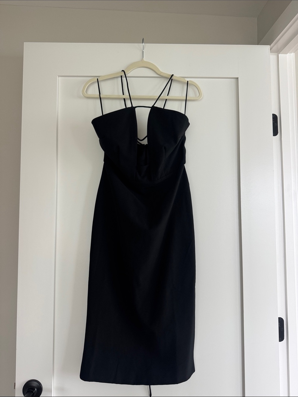 Bardot Black Double-Strap Midi Dress